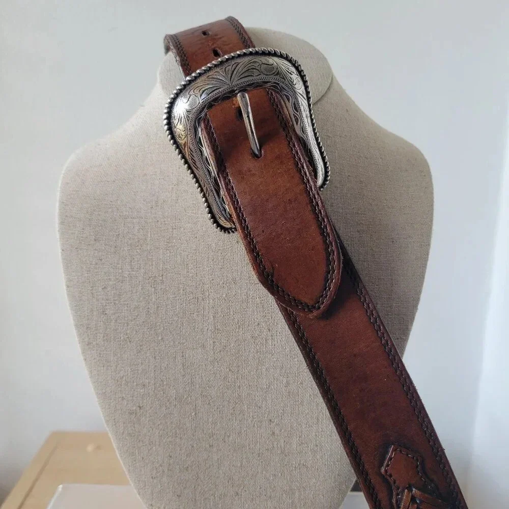 Western Style Braided Men’s Leather Belt – Made in Mexico